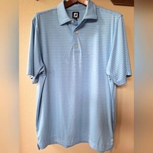 Footjoy Mens Blue/White Striped Golf Polo Short Sleeve. Size M